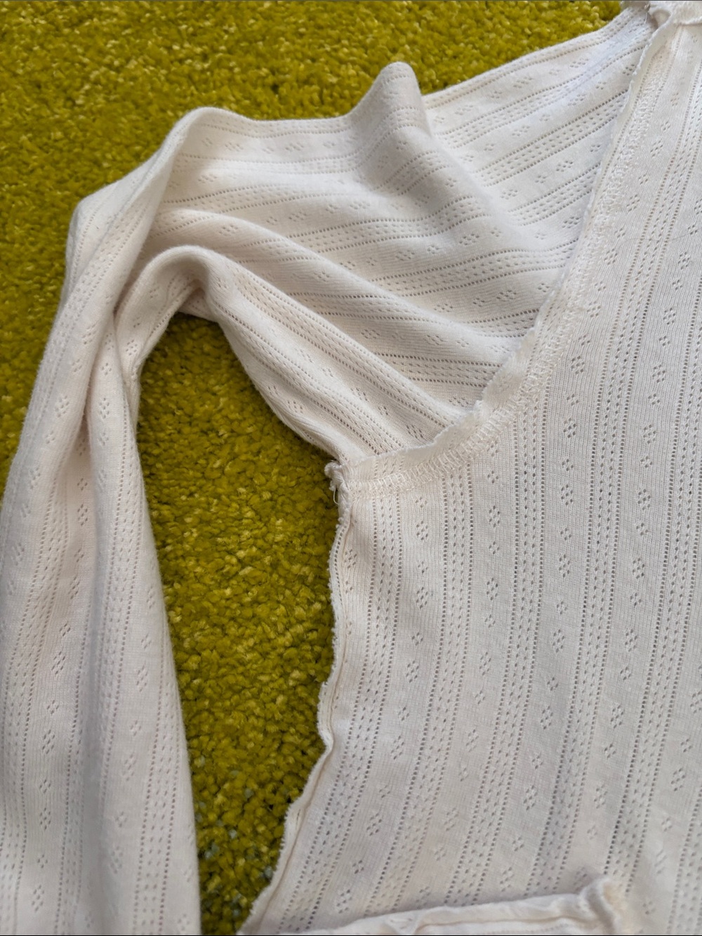 We The Free Cream Ruffled Neck Ribbed Top with Embroidered Detail - Picture 5 of 12